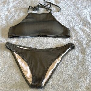 Olive Green Halter Bikini Set